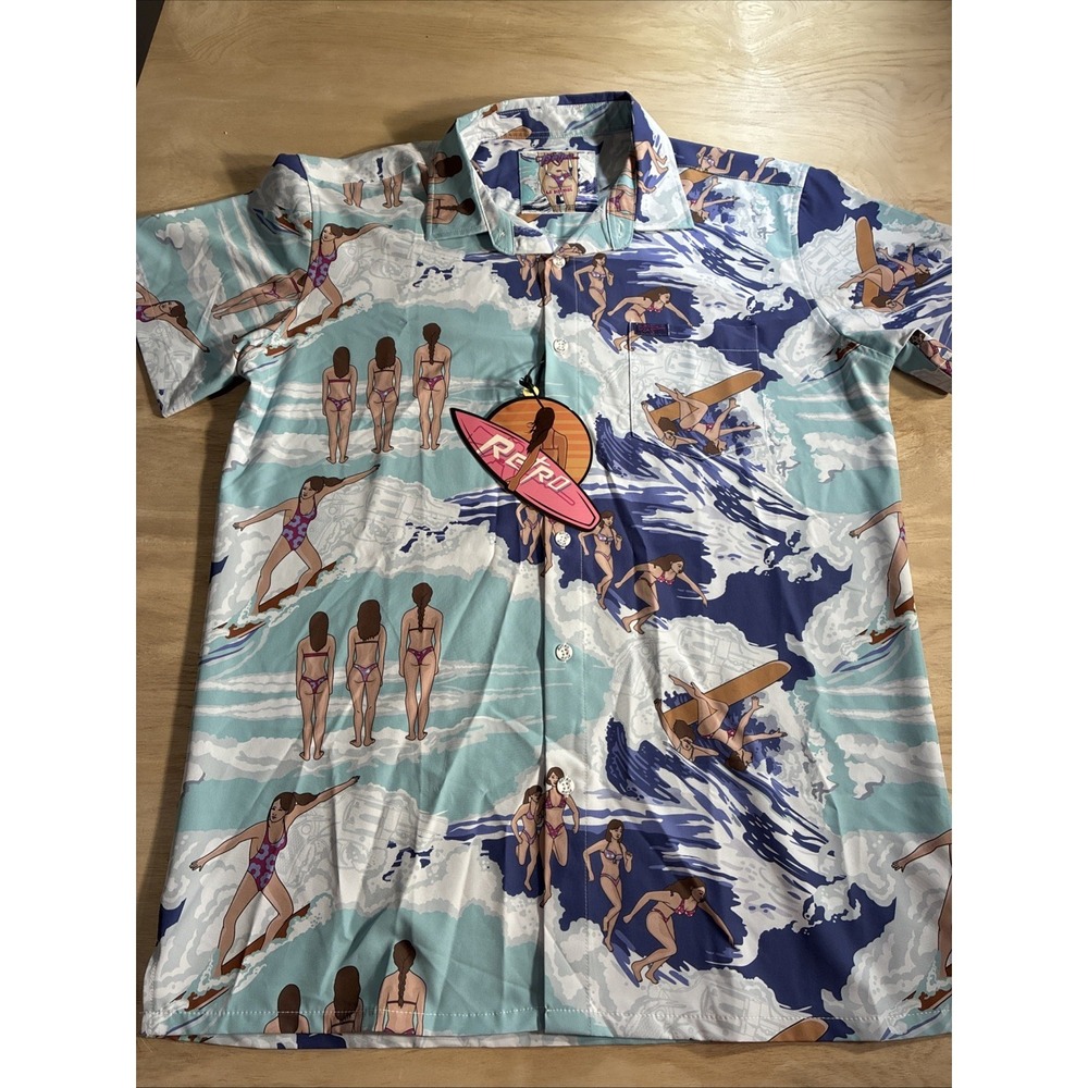Retro Rifle Le Big Mac Short Sleeve Button Shirt Men's Large Bikini Girl Gun AOP